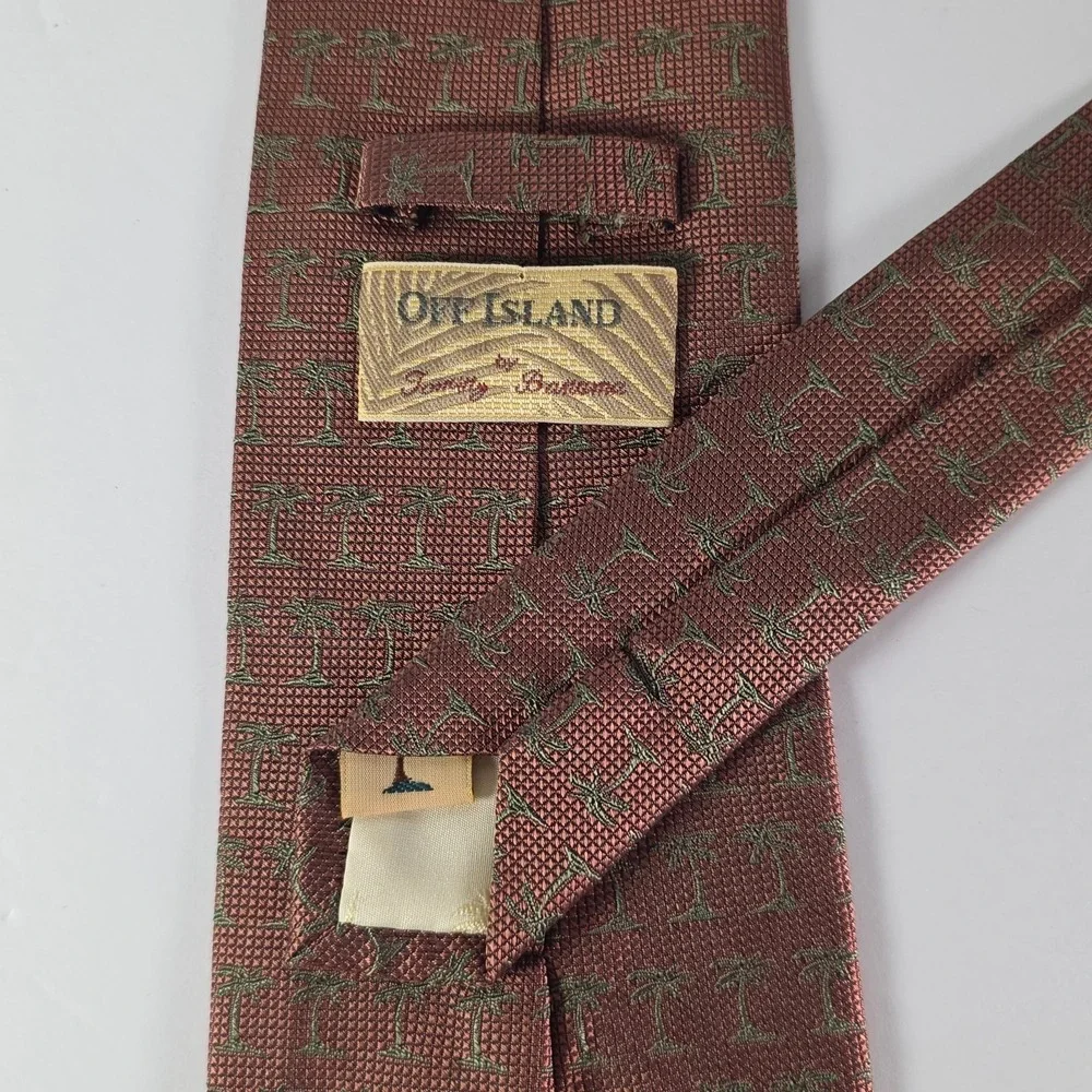 Tommy Bahama Silk Tie Brown‎ Green Palm Tree Tropical Island Wide Necktie